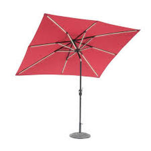lot 138 image: 9 ft. x 7 ft. Rectangle Next Gen Solar Lighted Market Patio Umbrella in Scarlet - small rip