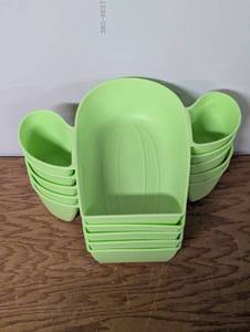lot 237 image: Set of 5 - Cactus Chip & Dip Tray Green -3 Separate Compartments (5 Units Total)