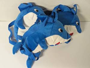 lot 240 image: Set of 3 - Plush Shark Back Pack  - About 12 Long - Set of 3
