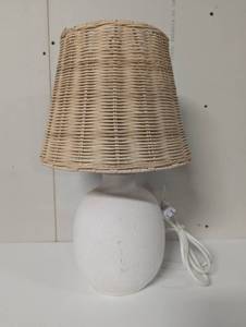 lot 259 image: Table Lamp - Ceramic and Weave - Medium Size