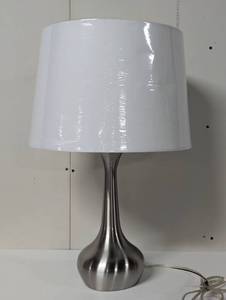 lot 258 image: Stainless Steel Table Lamp with Big White Shade