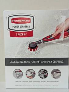 lot 17 image: Rubbermaid Power Scrubber Battery Operated 5 Piece Kit