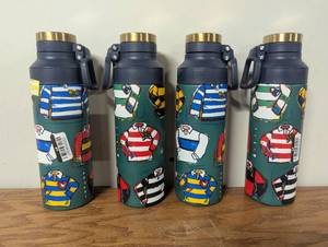 lot 194 image: Set of 4 - Rugby Travel Water Bottle 18 oz. Stainless BPA Free