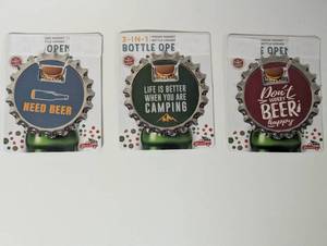 lot 246 image: Set of 3 - Bottle Opener with Magnet - 3 in 1 - Heavy Duty - Set of 3