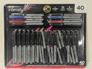 lot 281 image: BIC Intensity Permanent Marker, Ultra Fine and Fine Tip, Assorted Colors, 40 ct