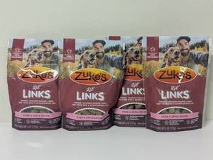 lot 291 image: 24oz of Zukes Lil Links Pork & Apple Recipe - 4 x 6oz Bags