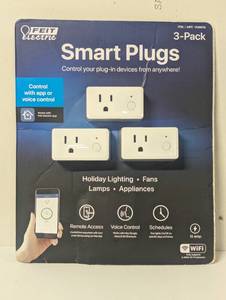 lot 276 image: 3 Pack Feit Electric WiFi 15amp Control Smart Plugs