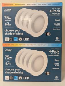 lot 279 image: 8 Pack Feit Electric 5-6 inch Led Recessed Dimmable Downlights Multiple Shades - 8 pack