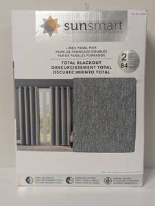 lot 44 image: SunSmart Total Blackout Lined Panel Pair, Silver Gray 52 x 84