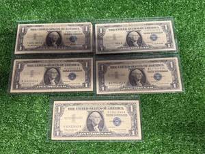 5 1957 One Dollar Silver Certificates