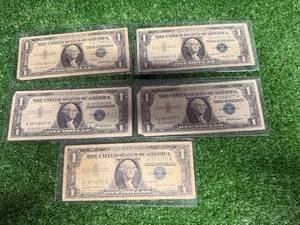 5 1957 One Dollar Silver Certificates