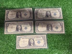 5 One Dollar Silver Certificates