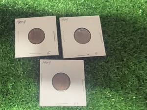 3 1909 Lincoln Wheat Pennies