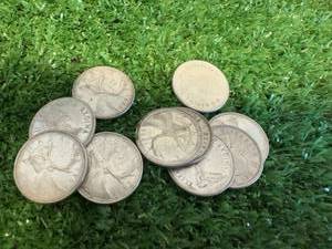 10 Canadian Silver Quarters 80%