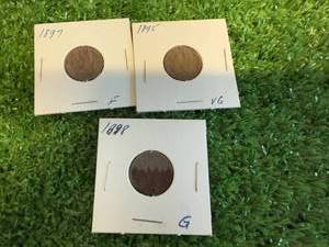 Indian Head Cents 1895, 1897 & 1898