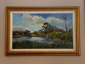 lot 39 image: Framed Landscape Oil Painting