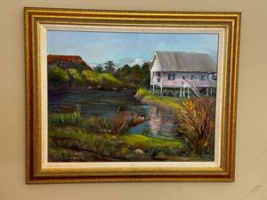 lot 40 image: Landscape Painting in Gold Frame