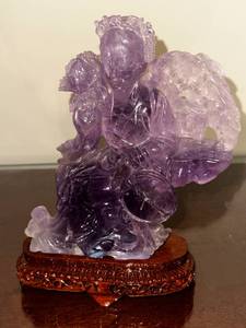 lot 150 image: Amethyst Crystal Sculpture on Wooden Base
