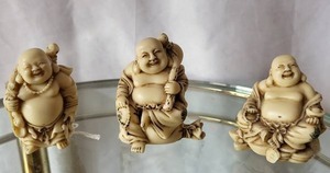 lot 213 image: Set of 3 Laughing Buddha Statues