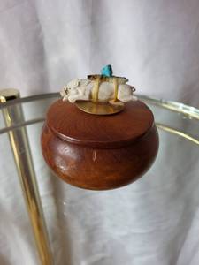 lot 218 image: Hand-Carved Wooden Box with Figurine