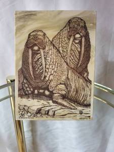lot 219 image: Walrus Etched Art