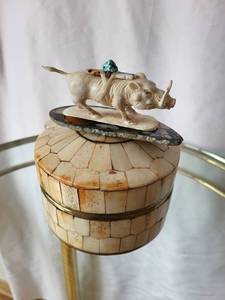 lot 222 image: Carved Brass and Bone Animal Decorative Box