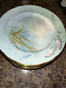 lot 240 image: Cauldon Fish Plates 12pcs Gold Rim