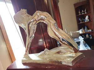 lot 267 image: Metallic Arched Mermaid Figure Sculpture
