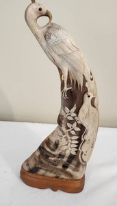 lot 22 image: Hand-Carved Horn Bird Sculpture