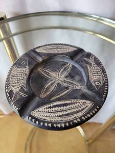 lot 166 image: Hand-Carved Decorative Black Plate