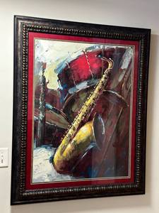 lot 53 image: Framed Jazz Music Art Painting