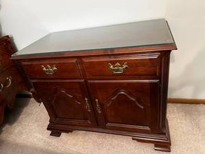 lot 42 image: Keller Wood Cabinet Glass Top