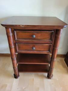 lot 74 image: Vintage Wooden Nightstand with Drawers