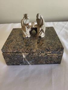 lot 81 image: Decorative Marble Box with Figurines