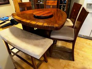 lot 84 image: Modern Wooden Dining Table Set 42W x 36H x 42D