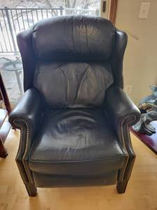 lot 103 image: Classic Black Leather Wingback Chair