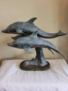 lot 105 image: Bronze Dolphin Trio Sculpture