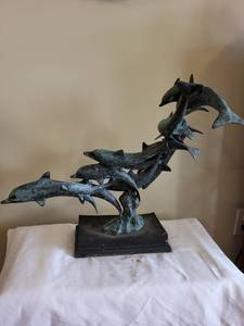 lot 107 image: Bronze Dolphin Sculpture