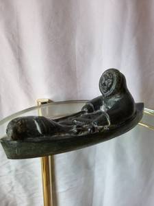 lot 117 image: Wolf Original Inuit Kayak Sculpture