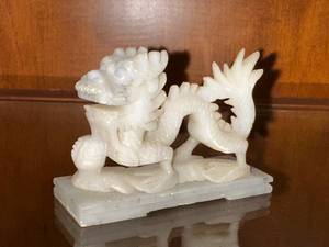 lot 124 image: Intricate White Stone Dragon Figurine