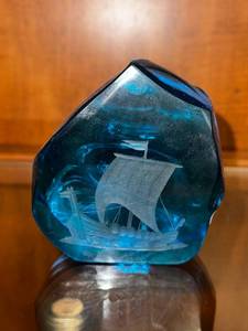 lot 126 image: Art Glass Ship Paperweight Nautical