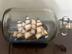 lot 134 image: Intricate Ship in Glass Bottle Display