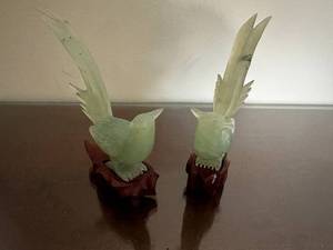 lot 141 image: Jade Bird Figurines Pair