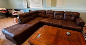 Brown Leather-like Sectional Sofa