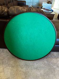 lot 64 image: Round Poker Table Top Green Felt