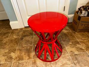 lot 117 image: Red Metal Accent Table