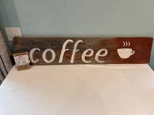 lot 204 image: Rustic Wooden Coffee Sign