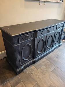 lot 223 image: Vintage Black Wooden Sideboard
