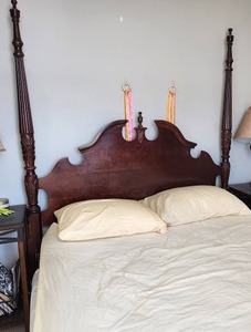 lot 32 image: Antique Four-Poster Queen Bed Frame
