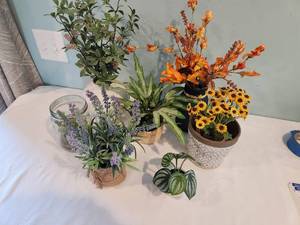 lot 57 image: Mixed Artificial Plants in Decorative Pots